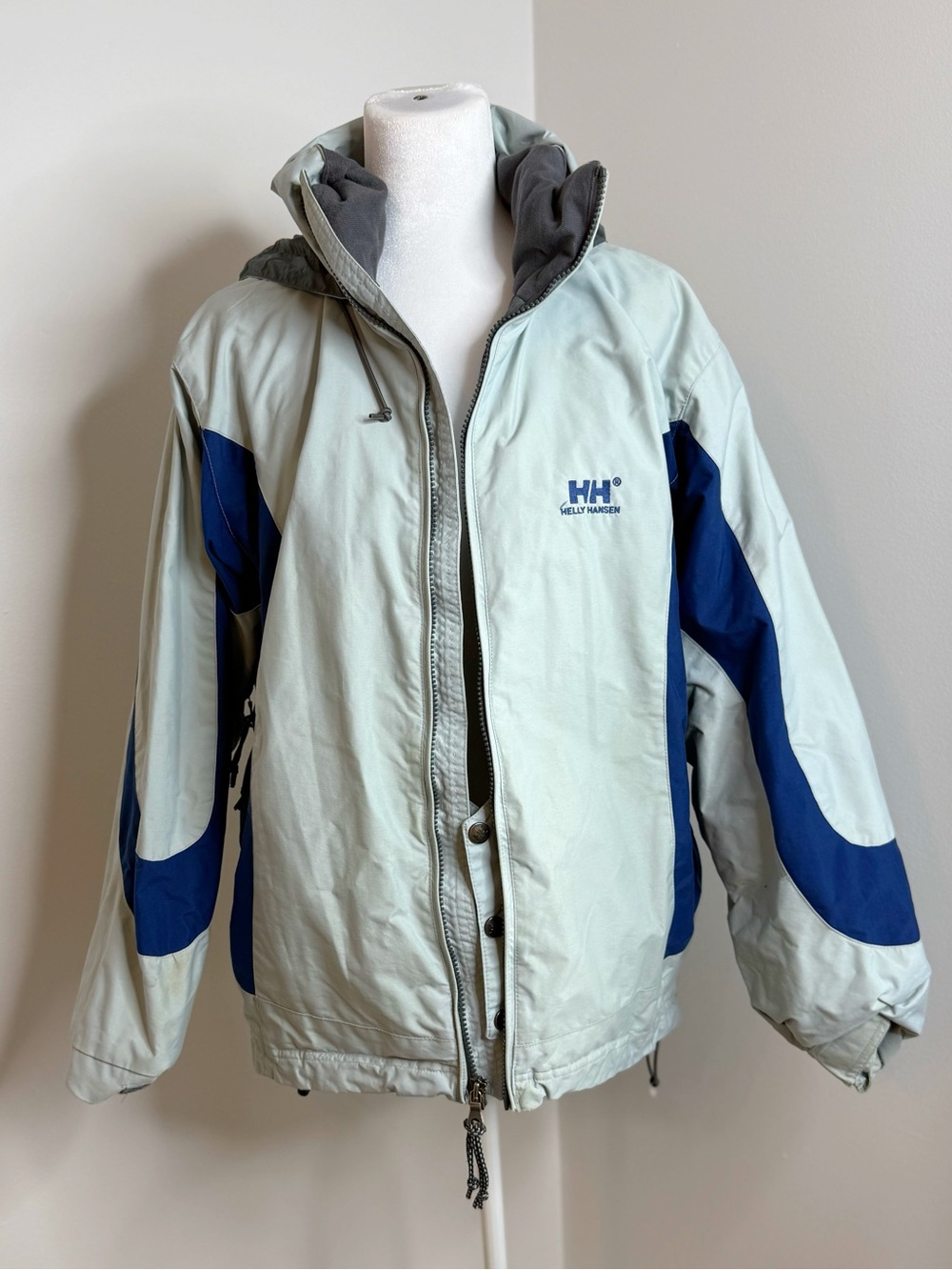 Helly Hansen Woman’s Light Gray & Navy Hooded Puffer Jacket